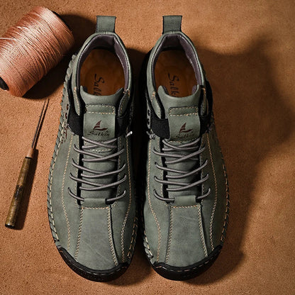 New 2025 Handmade Leather Casual Men Shoes Design Sneakers Man Breathable Leather Shoes Ankle Boots Outdoor Non Slip Walking