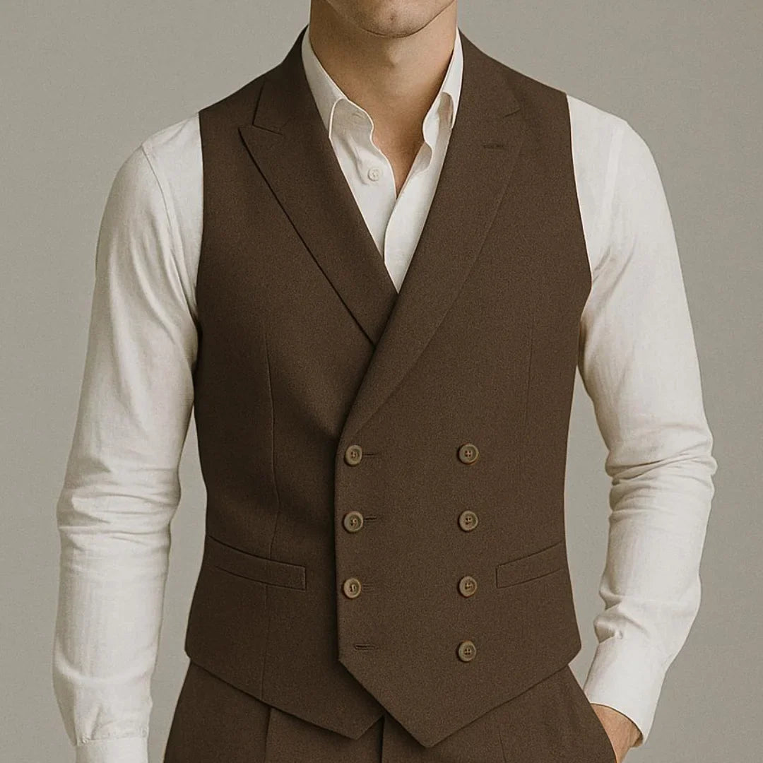 Men Vest White Solid With Lapel Double Button Waistcoat For Wedding Party Banquet Business Work Daily Casual Men Suit Vest