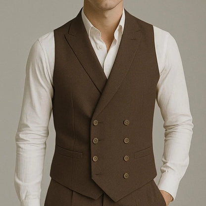 Men Vest White Solid With Lapel Double Button Waistcoat For Wedding Party Banquet Business Work Daily Casual Men Suit Vest