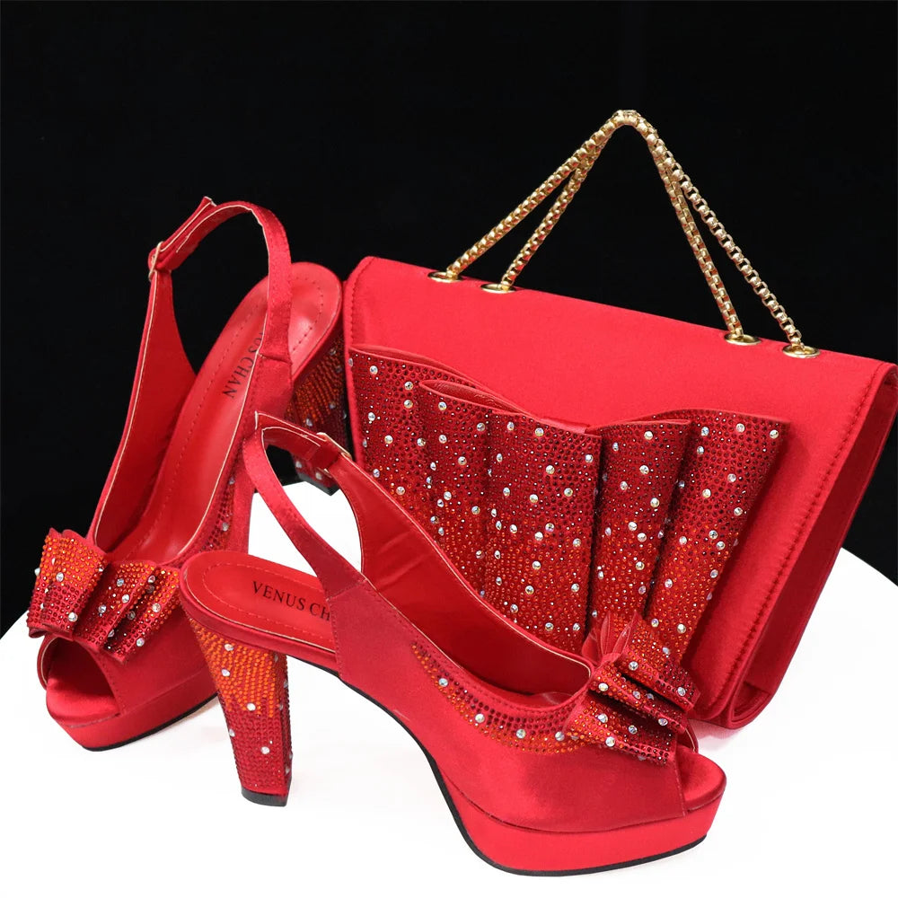 Women High Heels Sandals Printing Flower Material with Rhinestone Italian Design Coffee Color Open-Toed Shoes