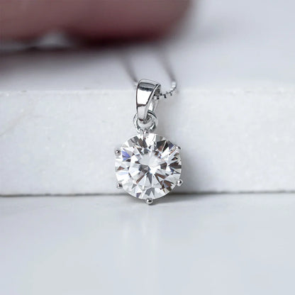0.5-10CT Real Moissanite Pendant Necklace For Women D Color Round Diamond Necklace 925 Sterling Silver Classic Bride Jewelry