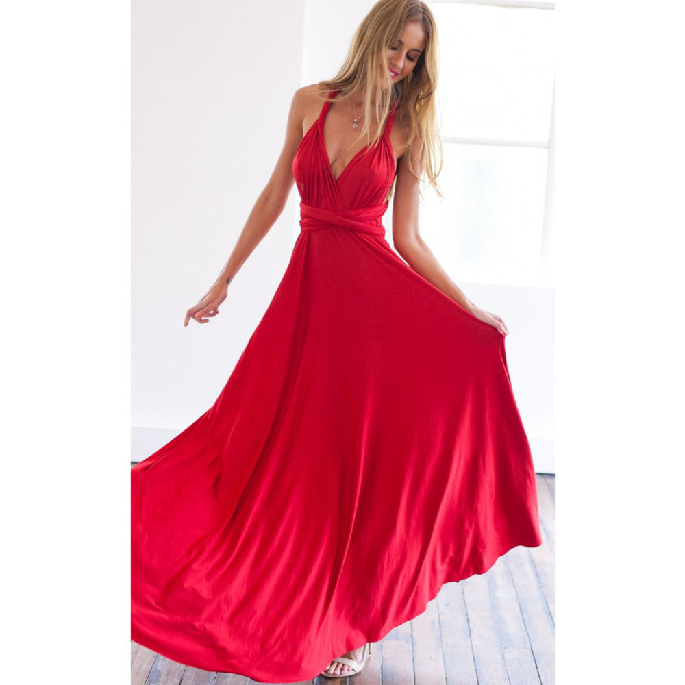 Sexy Women Multiway Wrap Convertible Boho Maxi Club Red Bandage Long Dress Party Bridesmaid Infinity Robe Longue Femme