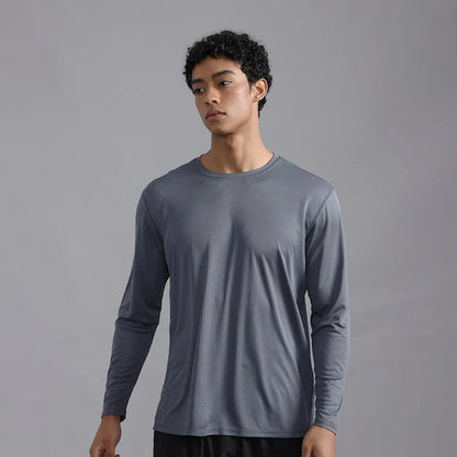 UPF50+ Men Thin Light Long Sleeve Sun Protection Shirt Stretch Quick Dry Moisture Wicking Athletic Tees for Hiking Climbing Outd