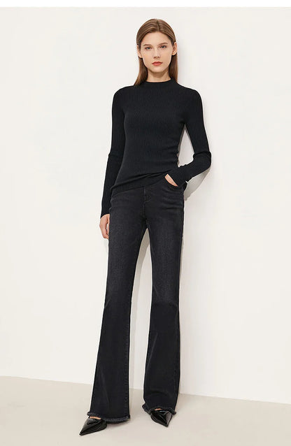 Jeans For Woman 2025 Winter New Slim-fit Warm Versatile Flared Pants Simple Commuter Casual Casual Woman Trousers 12344022