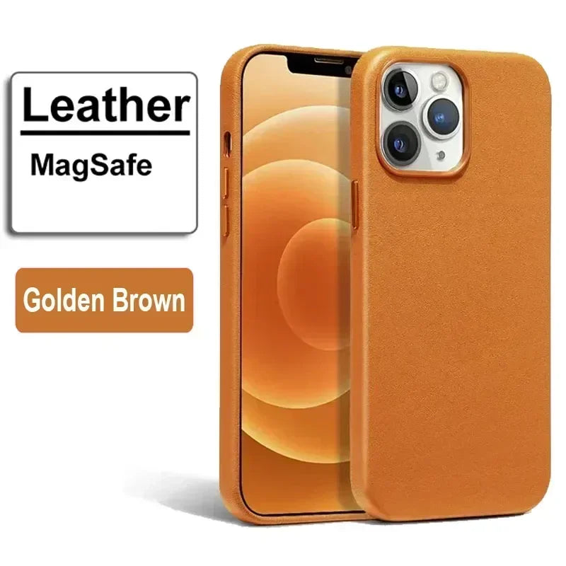 جراب جلد مغناطيسي فاخر لهاتف Apple iPhone 17 Pro Max 16 13 12 14 15 Plus غطاء MacSafe رسمي لهاتف Magsafe i Phone Etui