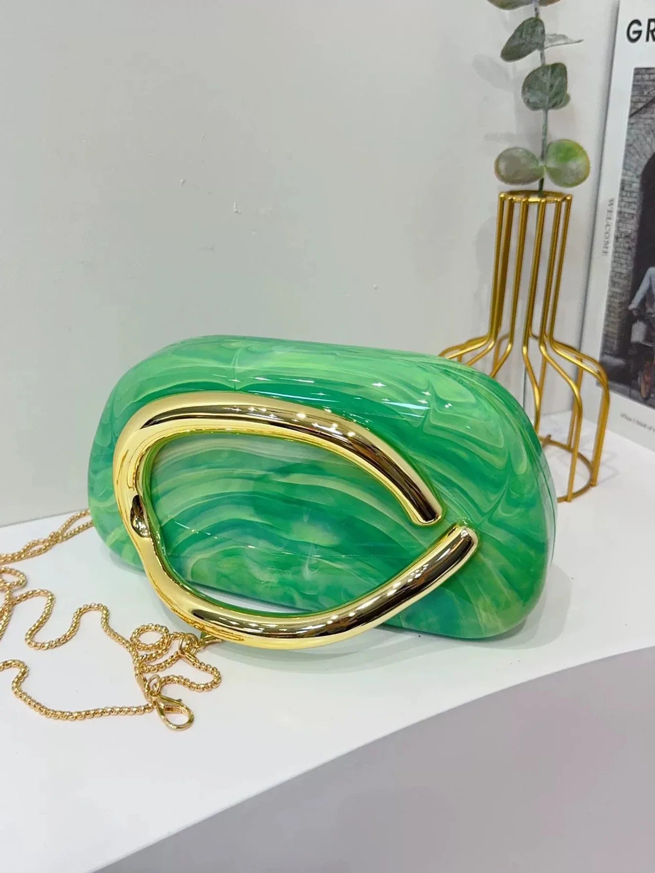 Women's Sealed Box Shaped Acrylic Clutch Fashion Dinner Wedding Party Handbag Elegant Luxury Designer Crossbody Shoulder Bag