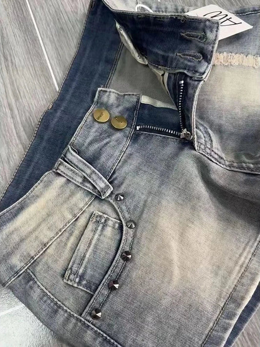 Vintage Y2k Denim Shorts Women Sexy Blue Gothic Low Waist Shorts Female Punk Retro Summer Streetwear Short Jeans Slim Up