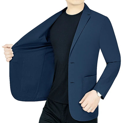 New Summer Man Thin Sunscreen Blazers Jackets Solid Business Casual Suits Coats Male Slim Elastic Blazers Jackets  Clothing 4XL