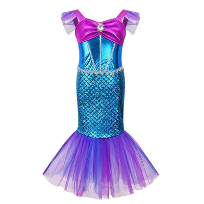 Mermaid Dress Girls Kids Cosplay Dresses Princess Costume Perform Clothes Birthday Party Halloween Clothing