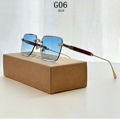 Rimless Sunglass Men Vintage 2025 Fashion Glasses Square Sunglasses Women Trendy And Fashionable Gafas De Sol Hombre Zonnebril