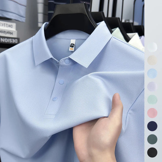 2025 Men's Sporty Polo Waffle Shirt | Moisture-Wicking Golf Tennis Top Sizes S-5XL, Snap Buttons, 7A Antibacterial High Quality