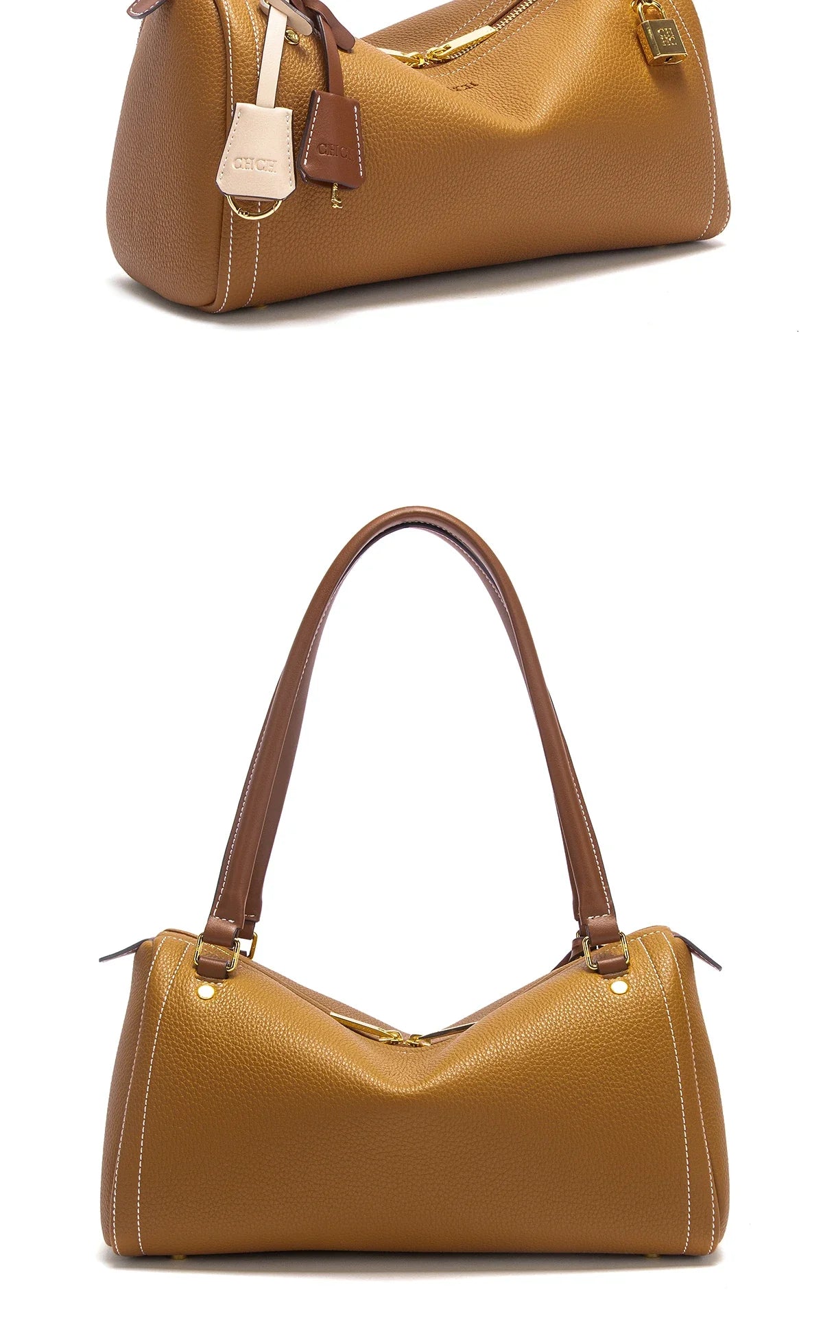 Women's Boston Bag Autumn New Simple Brown Shoulder Bag High Quality Texture Handbag
