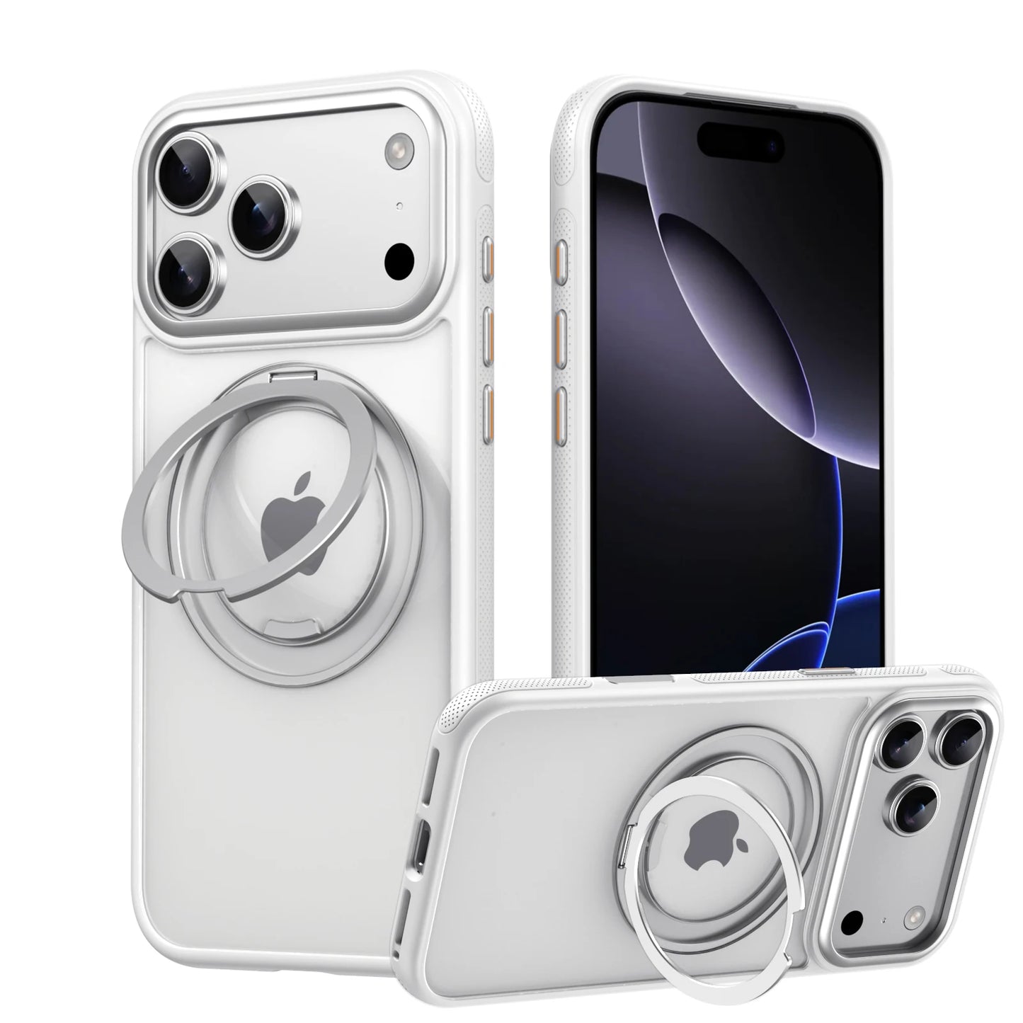 Transparent Magnetic Case for iPhone 17 Air 16 Plus 15 14 13 17 Pro Max 16e 360° Rotating Ring Holder Kickstand Cover LMD003