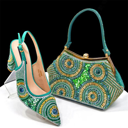 Elegant Italian Design Women's Party Shoes With Matching Handbag - Perfect for Hot African Weddings Stylish Heels and Bag Set