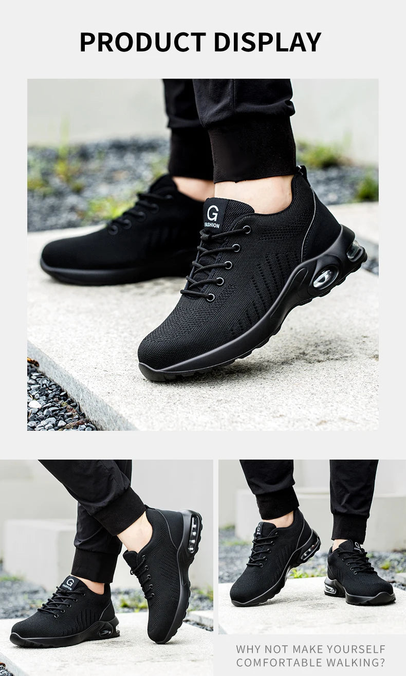New Styles Men Safety Boots With Steel Toe Cap Anti-smash Work Sneakers Safety Shoes Men Indestructible Work Boots Hiking shoes