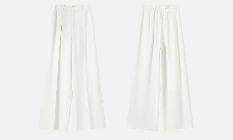 Women's Tailored Trousers Formal Solid High-waist Folds Twill Workwear Pockets Full-length Pants 2026 Spring 151K57704