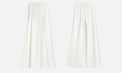 Women's Tailored Trousers Formal Solid High-waist Folds Twill Workwear Pockets Full-length Pants 2026 Spring 151K57704