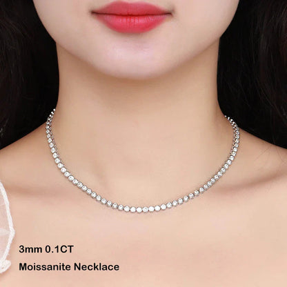 Sparkling 2/3mm Full Moissanite Tennis Bracelet for Women Party S925 Silver Plated 18K Pass Diamond Test Bezel Bracelets