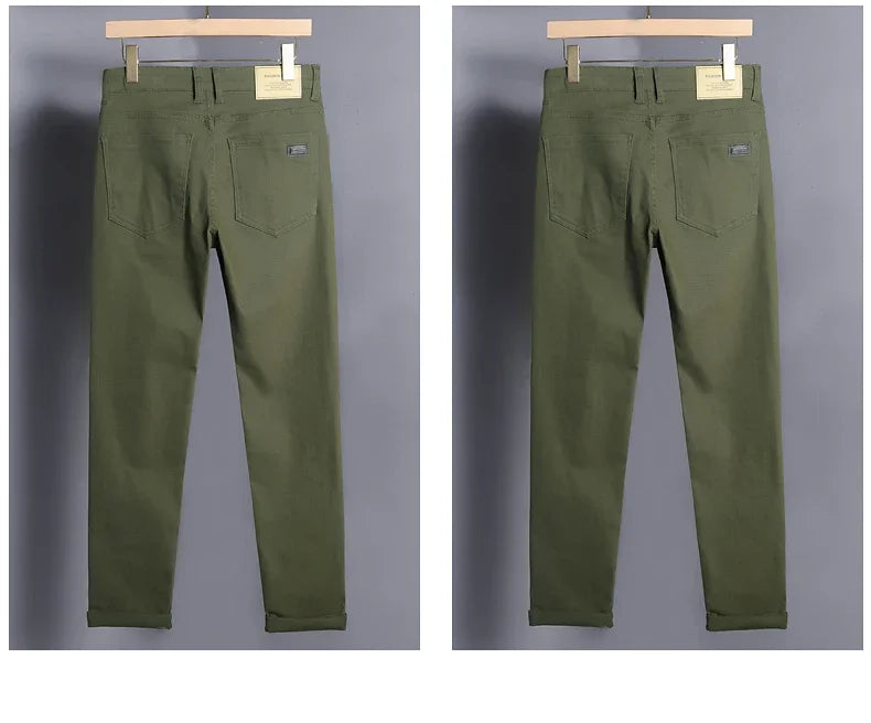 2025 Spring Autumn New Men's Clothing Slim Jeans Fashion Brown Business Casual Stretch Denim Pants Male Brand Trousers 28-44