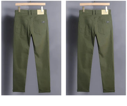 2025 Spring Autumn New Men's Clothing Slim Jeans Fashion Brown Business Casual Stretch Denim Pants Male Brand Trousers 28-44