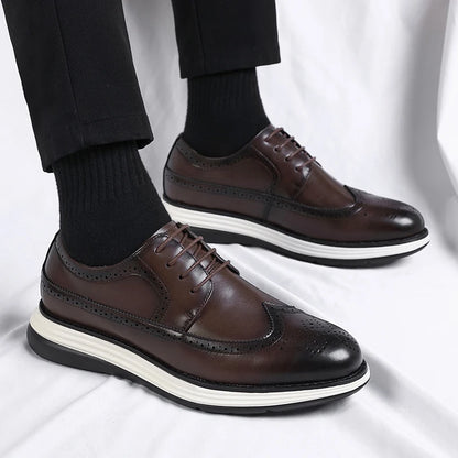 High End British Style Office Business Dress Shoes Men's Casual Leather Thick Soled Simple Walking Shoes Fashion Oxford Shoes