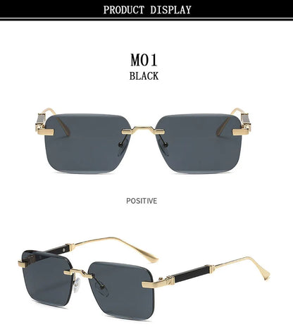 Designer Sunglasses For Men Vintage Rimless Sunglasses Women Trendy Luxury Square Fashion Glasses Vintage Gafas De Sol Hombre