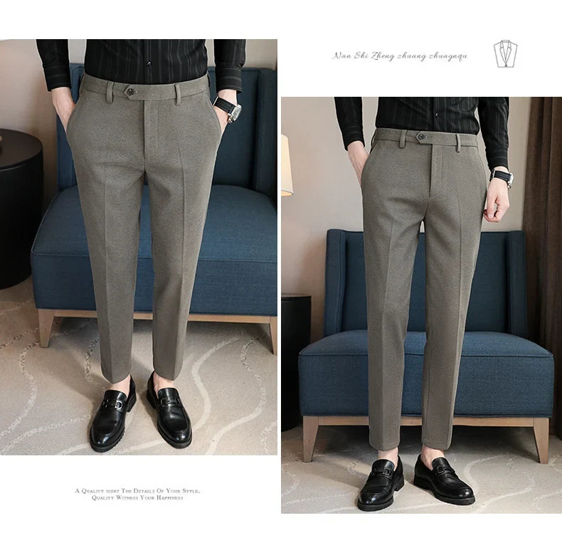 2023 Autumn Winter Thickened Starry Sky Woolen Suit Pant High Quality Men Business Slim Dress Pants Men  Social Casual Pants