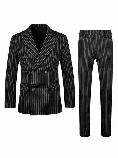 Men's Suit Sets Men's Striped Suits Dress Pants for Business Dinners and Weddings