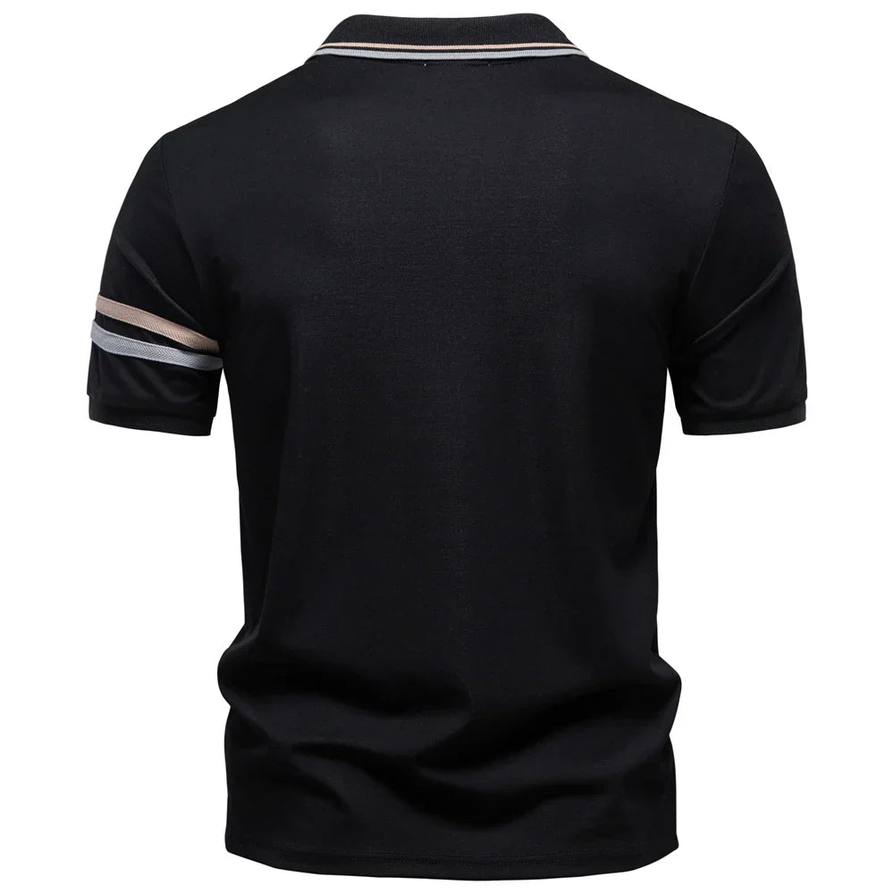 Men's Lightweight Breathable Polo Shirt Half Zipper Collar Solid Color Casual Summer Fashion Top