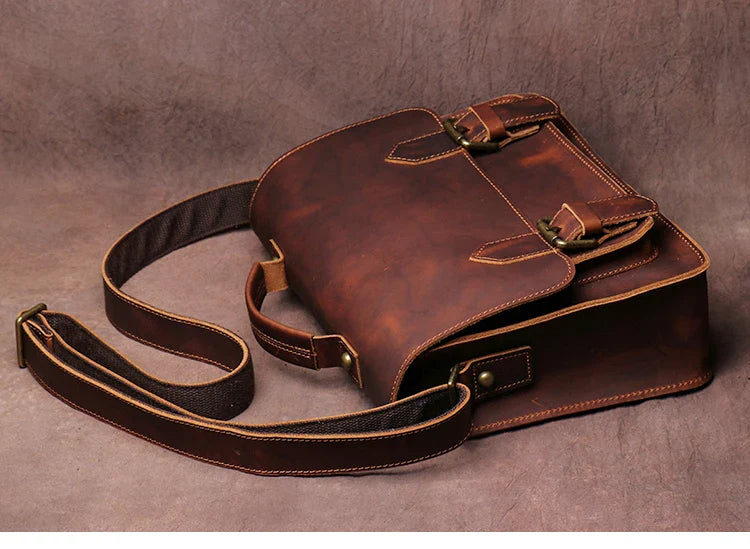 Retro Real Leather Messenger Bags Men and Women Shoulder Bag Natural Cowhide Crossbody Casual Handbag Luxury Cambridge Bags
