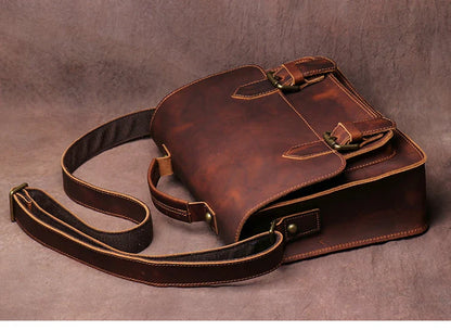 Retro Real Leather Messenger Bags Men and Women Shoulder Bag Natural Cowhide Crossbody Casual Handbag Luxury Cambridge Bags