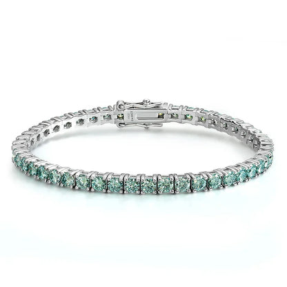3/4mm GRA Certified Full Green Moissanite Tennis Bracelet for Women 18K Plated Lab Diamond 925 Silver Bracelet Men
