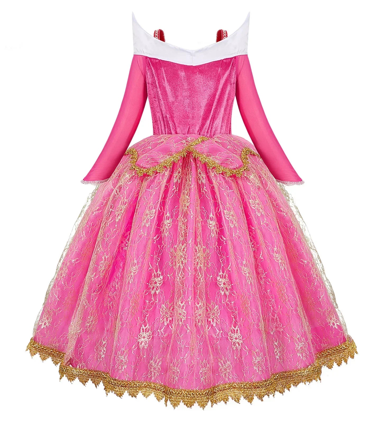 Sleeping Beauty Aurora Princess Dress Cosplay Off Shoulder Kids Gifts Fancy Halloween Party Girl Baby Lace Dress Set