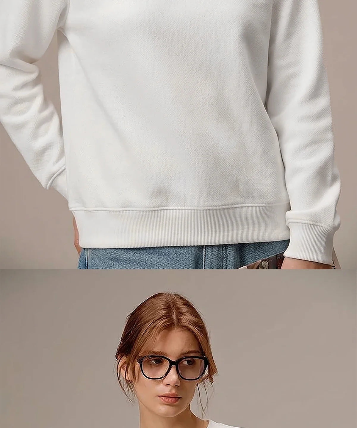 Women's Hoodie 2026 New Simple Pearl Embroidered Top Women's Beige Loose Long Sleeve Hoodie