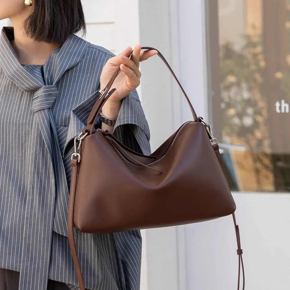 Genuine Grade Autumn Winter Big Boston Luxury Designer Tote Soft Matte Suede Leather Women Handbag Female Shoulder Crossbody Bag