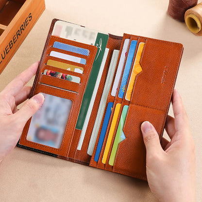 Wallet men's genuine leather new wallet long card bag storage silver foreskin clip hand-held bag gift