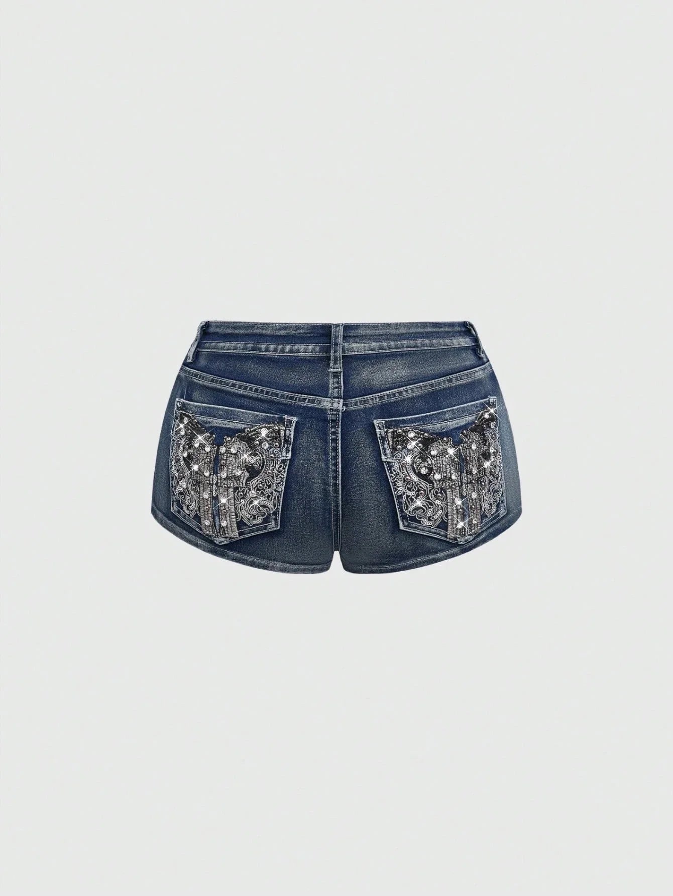 Low Rise Distressed Denim Shorts Female Jeans Womens Jeans Shorts Vintage Y2K Punk Style Embroidered Hot Pants