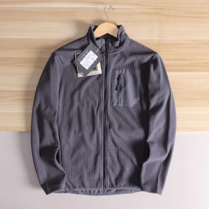 Lightweight Breathable Quick-Dry Fleece Fabric Jacket Stand Collar Outdoor Sports Men's Spring 2025 Versatile Modern Style