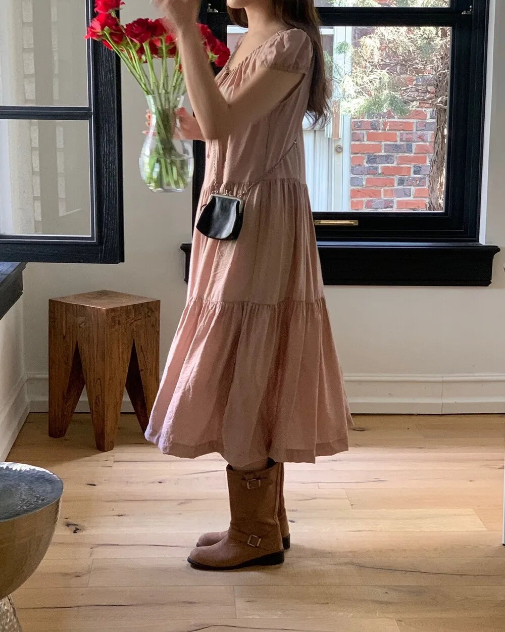 Spring 2025 Chic A-Line Dr Korean Sle Long Svel Women's Faionable Gown Ele Personali Commute Suitable Dr