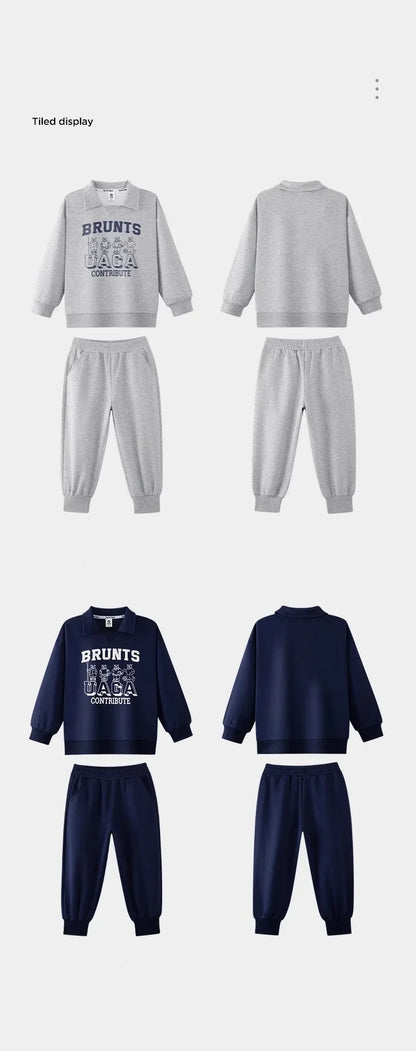 Spring Autumn Girls Boys Alphabet Workout Preppy Sweatshirt+Sweatpant School Kids Tracksuit Child 2PCS Outfit Jogger Set 3-14Yrs