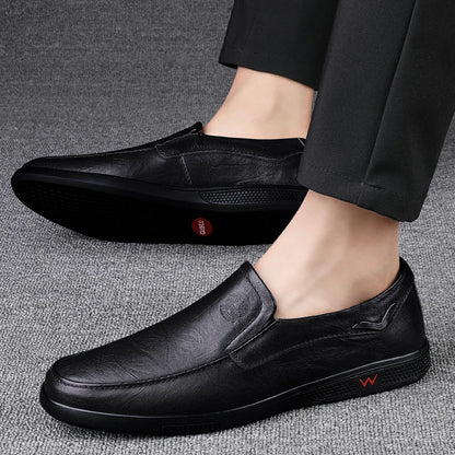 Men's Business Casual Shoes Handmade Layered Cowhide Rubber Bottom Leather Footwear for Office And Leisure