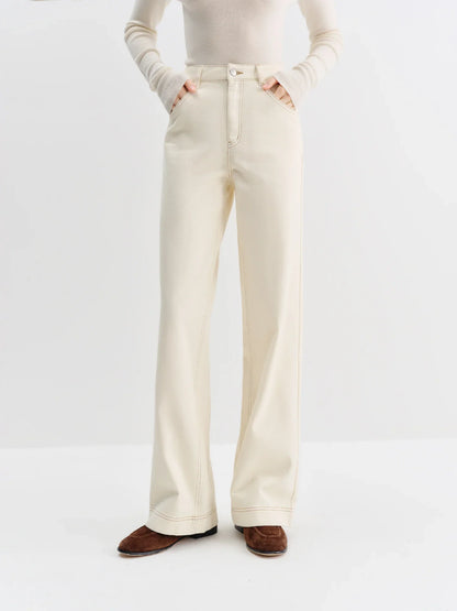 Straight High Waist Jeans for Women Winter Solid Simple All-match 2025 New Long and Short Versatile Pants Korean Style