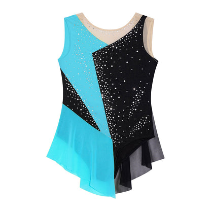 Kids Girls Sparkly Rhinestone Ballet Jersey Leotard Dress Toddler Gymnastics Artistic Figure Skating Dance Leotards Costume