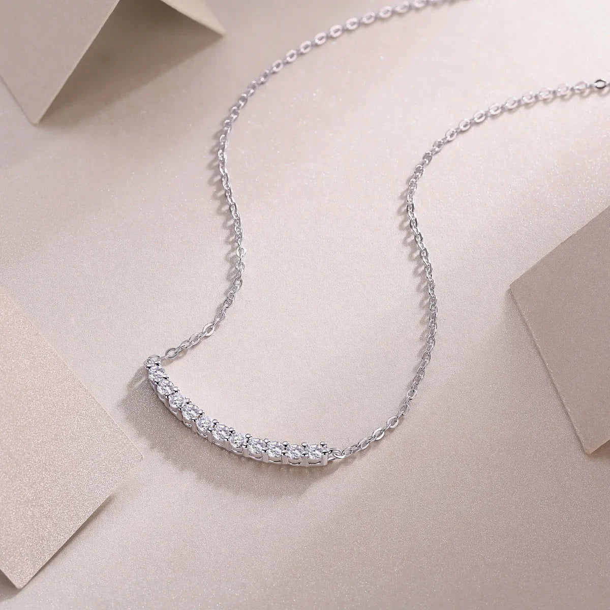Full 0.065CT D Color Moissanite Pendant Necklace for Women Lady S925 Silver All Diamond Neck Chain Necklaces Wholesale Gift