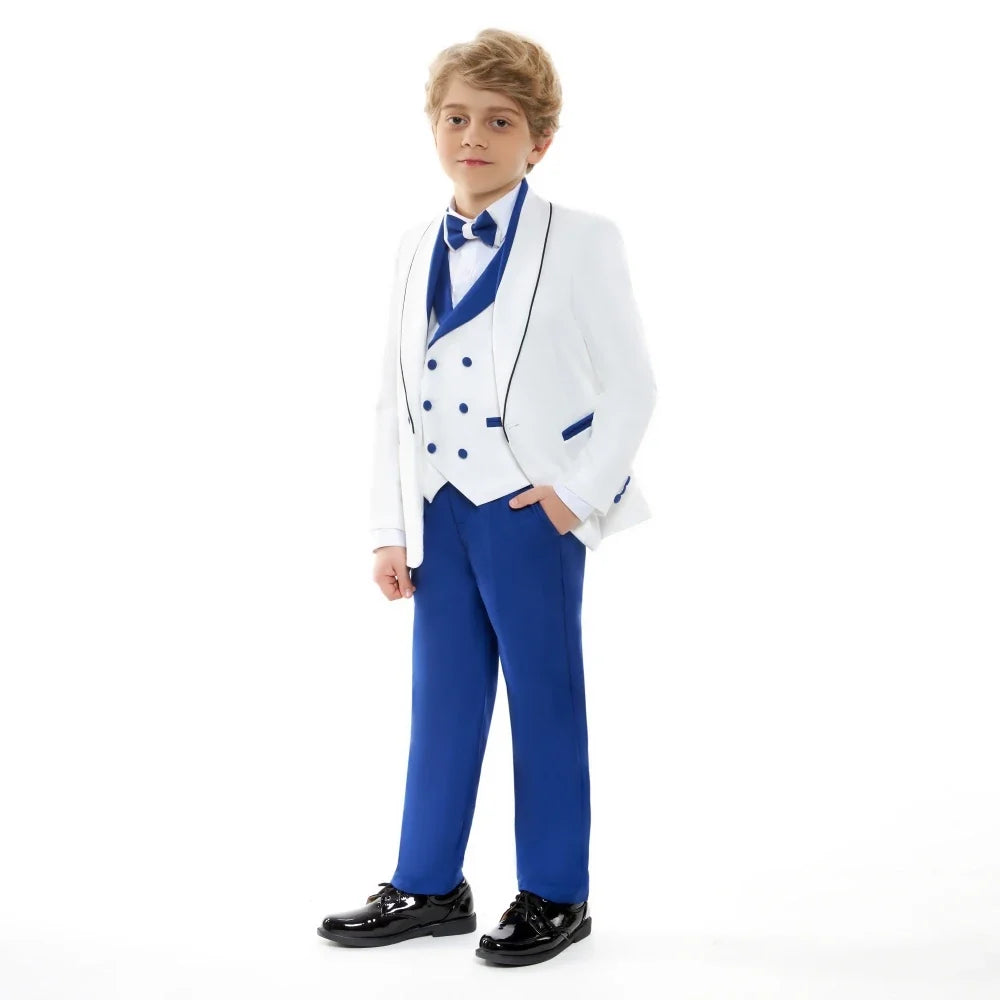 High Quality Boys Formal Suit Set 4 Pieces School Choir Performance Elegant Shawl Lapel Kids Suits Wedding Ring Bearer Outfit