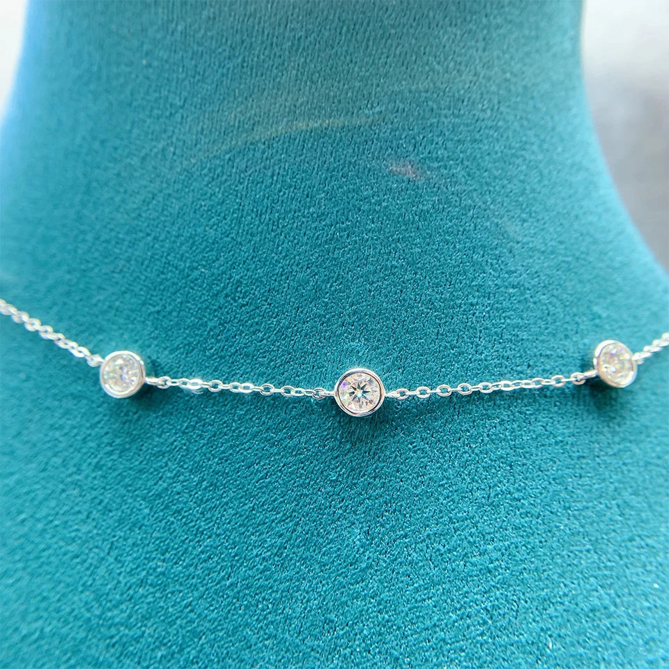 2.5CT Bubble Moissanite Necklace For Women 5mm 5 Stones D Color Diamond Choker Chain 925 Silver Original Certified Jewelry Gift