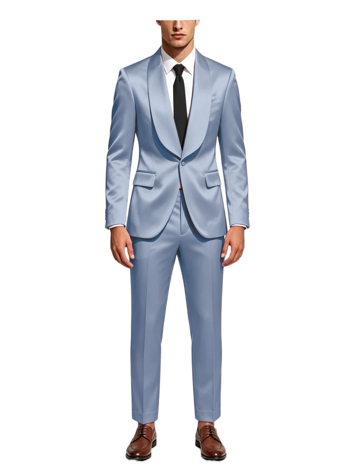 Luxury Men's Satin Tuxedo Suit Shawl Lapel Slim Fit 2-Piece Blazer & Pants Set Formal Business Casual Jacket Coat for Wedding