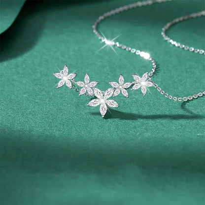 Exquisite Moissanite Diamond Necklace for Women Pure 925 Sterling Silver Flower Pendant Necklaces 2025 Trend Jewelry
