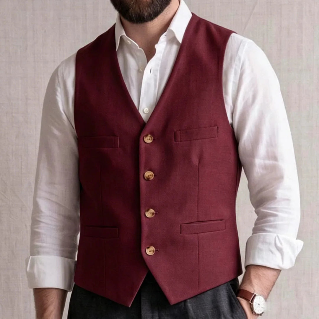 Men Vest Gray Solid Single Button V Neck Waistcoat For Wedding Banquet Business Party Office Work Casual Daily Men Suit Vest