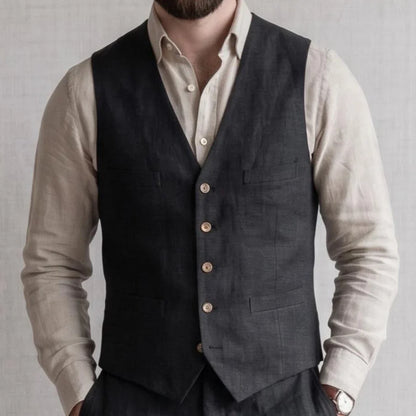 Men Vest Gray Solid Single Button V Neck Waistcoat For Wedding Banquet Business Party Office Work Casual Daily Men Suit Vest